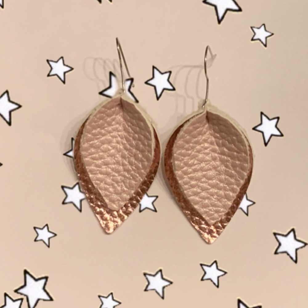 Rose gold faux leather earrings